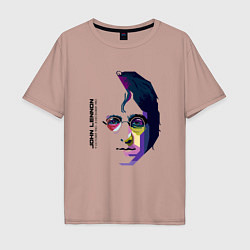 Футболка оверсайз мужская John Lennon: Techno, цвет: пыльно-розовый