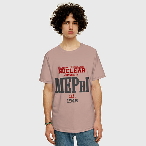 Мужская футболка оверсайз MEPHI / Пыльно-розовый – фото 3
