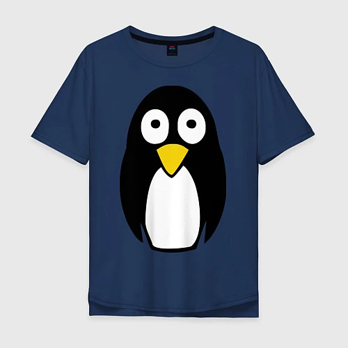 Мужская футболка оверсайз Милый пингвин / Тёмно-синий – фото 1