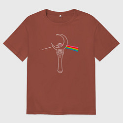 Футболка оверсайз мужская Dark side of the moon, цвет: кирпичный