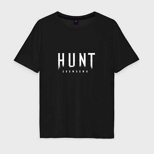 Мужская футболка оверсайз Hunt: Showdown White Logo / Черный – фото 1