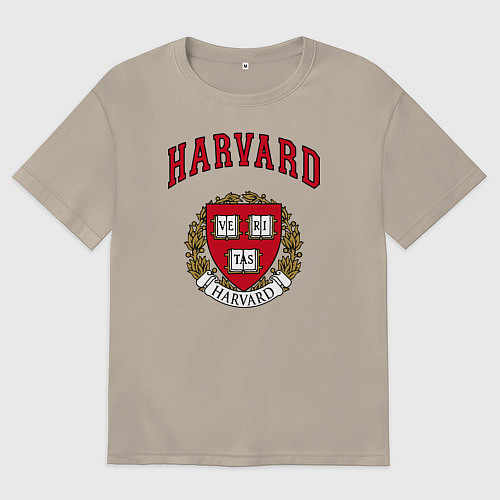 Мужская футболка оверсайз Harvard university / Миндальный – фото 1