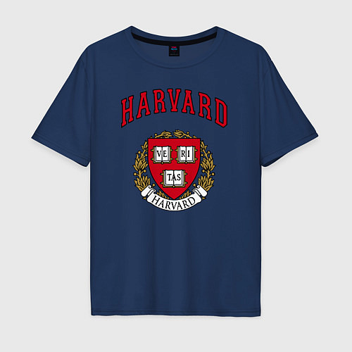 Мужская футболка оверсайз Harvard university / Тёмно-синий – фото 1