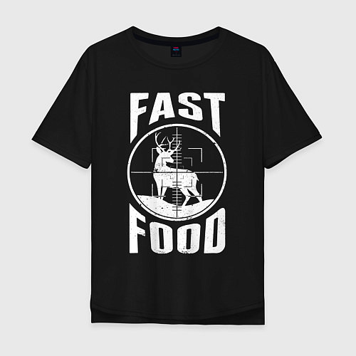Мужская футболка оверсайз FAST FOOD олень в прицеле / Черный – фото 1