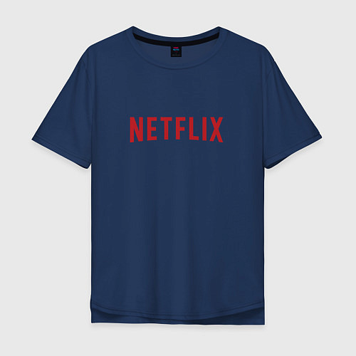 Мужская футболка оверсайз Netflix / Тёмно-синий – фото 1