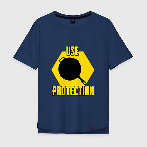 Мужская футболка оверсайз Use Protection / Тёмно-синий – фото 1