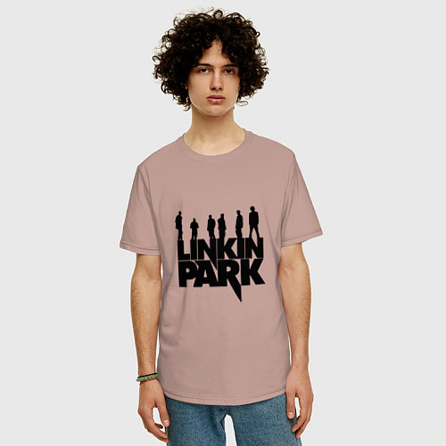 Мужская футболка оверсайз Linkin Park / Пыльно-розовый – фото 3