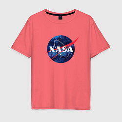 Футболка оверсайз мужская NASA: Cosmic Logo, цвет: коралловый