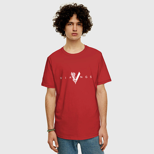 Мужская футболка оверсайз Vikings / Красный – фото 3