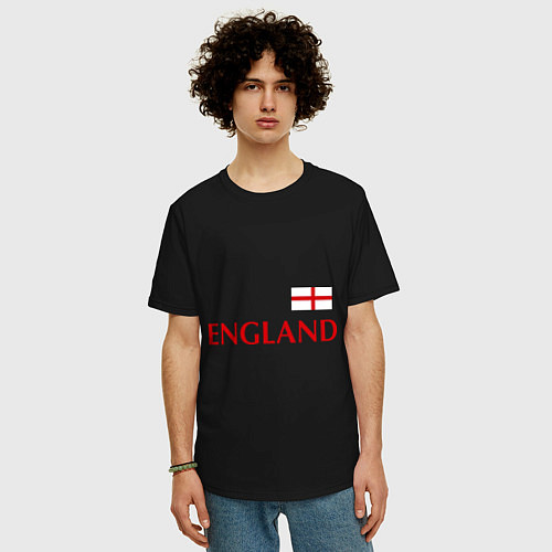 Мужская футболка оверсайз Сборная Англии: 10 номер / Черный – фото 3