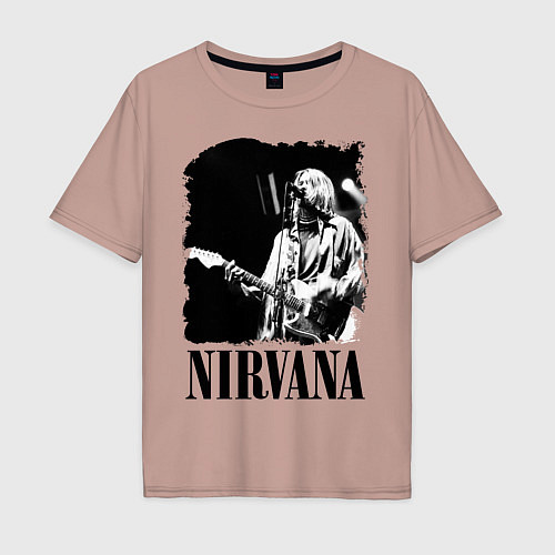 Мужская футболка оверсайз Black Nirvana / Пыльно-розовый – фото 1