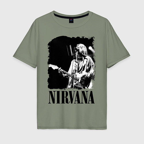 Мужская футболка оверсайз Black Nirvana / Авокадо – фото 1