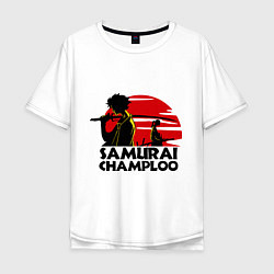 Футболка оверсайз мужская Самурай Champloo закат, цвет: белый