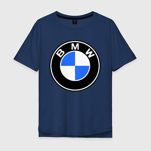 Мужская футболка оверсайз Logo BMW / Тёмно-синий – фото 1