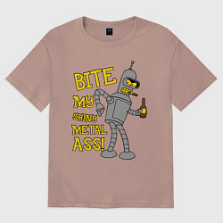 Футболка оверсайз мужская Bite my shunny metal ass, цвет: пыльно-розовый