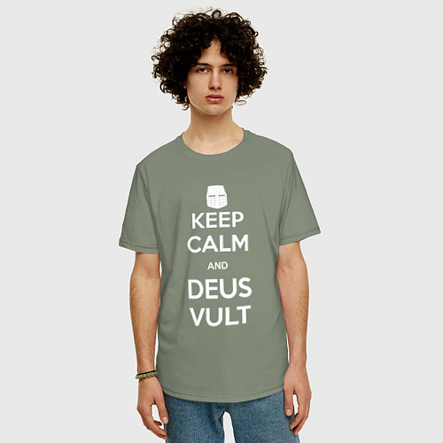 Мужская футболка оверсайз Keep Calm & Deus Vult / Авокадо – фото 3