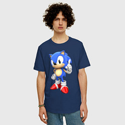 Футболка оверсайз мужская Classic Sonic, цвет: тёмно-синий — фото 2