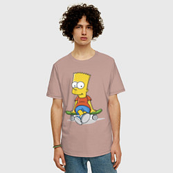 Футболка оверсайз мужская Барт на скейте, цвет: пыльно-розовый — фото 2