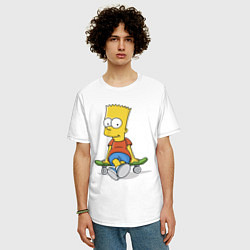 Футболка оверсайз мужская Барт на скейте, цвет: белый — фото 2