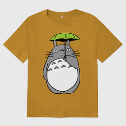 Футболка оверсайз мужская Totoro с зонтом, цвет: горчичный