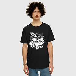 Футболка оверсайз мужская Cat Got Your Soul, цвет: черный — фото 2