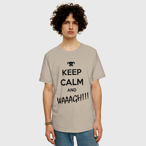 Мужская футболка оверсайз Keep Calm & WAAAGH / Миндальный – фото 3