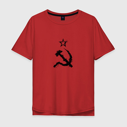 Мужская футболка оверсайз СССР: Серп и молот / Красный – фото 1