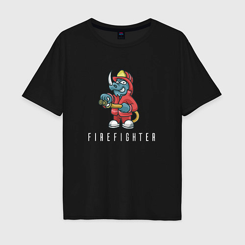 Мужская футболка оверсайз Firefighter / Черный – фото 1