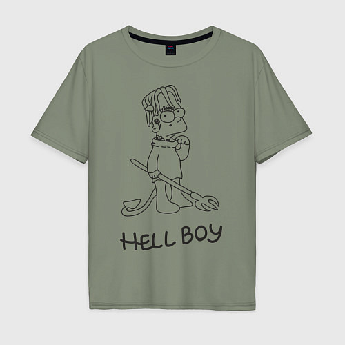 Мужская футболка оверсайз Bart: Hell Boy / Авокадо – фото 1