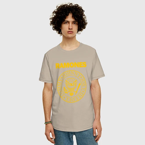 Мужская футболка оверсайз Ramones / Миндальный – фото 3