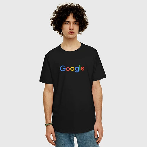 Мужская футболка оверсайз Google / Черный – фото 3