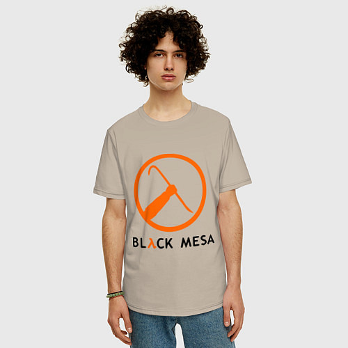 Мужская футболка оверсайз Black mesa: Scrap / Миндальный – фото 3