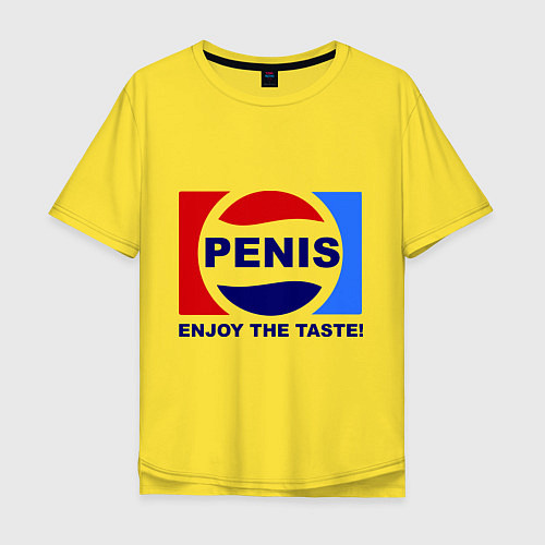 Мужская футболка оверсайз Penis. Enjoy the taste / Желтый – фото 1