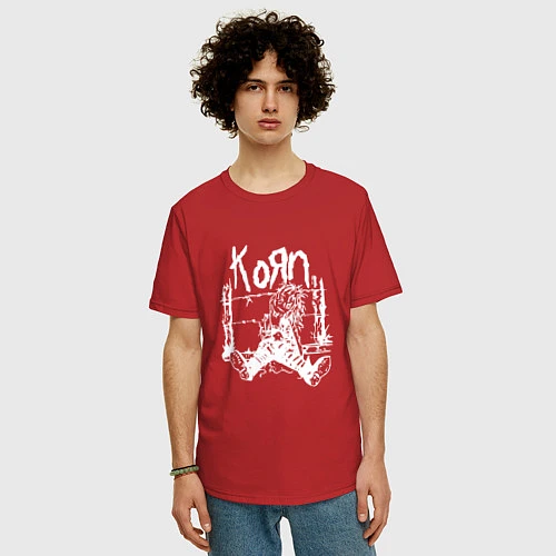 Мужская футболка оверсайз Korn / Красный – фото 3