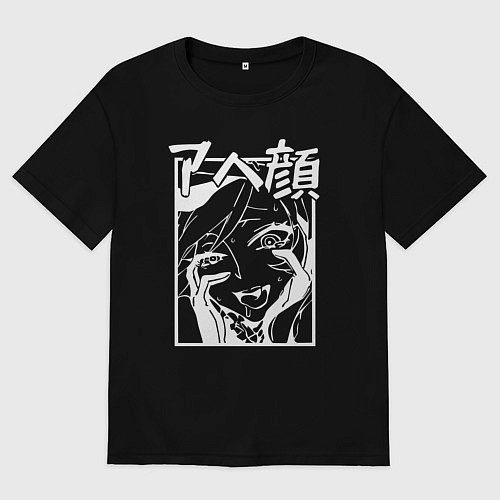 Мужская футболка оверсайз Ahegao Black / Черный – фото 1