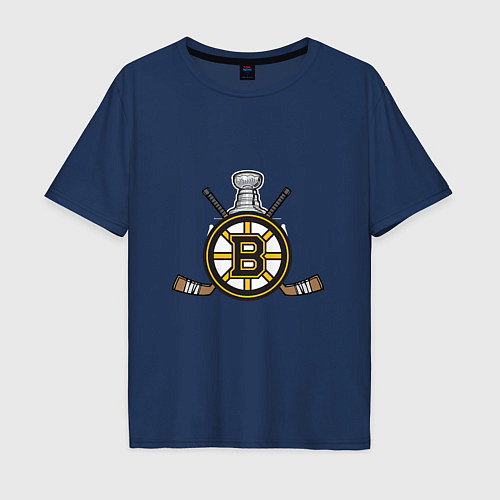 Мужская футболка оверсайз Boston Bruins Hockey / Тёмно-синий – фото 1