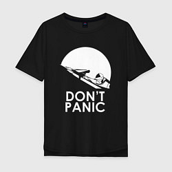 Футболка оверсайз мужская Elon: Don't Panic, цвет: черный