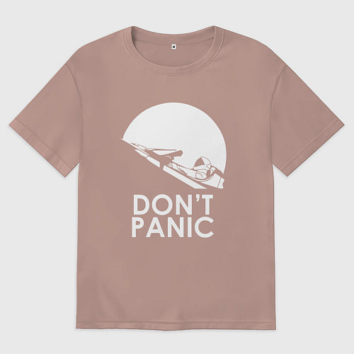 Мужская футболка оверсайз Elon: Don't Panic / Пыльно-розовый – фото 1