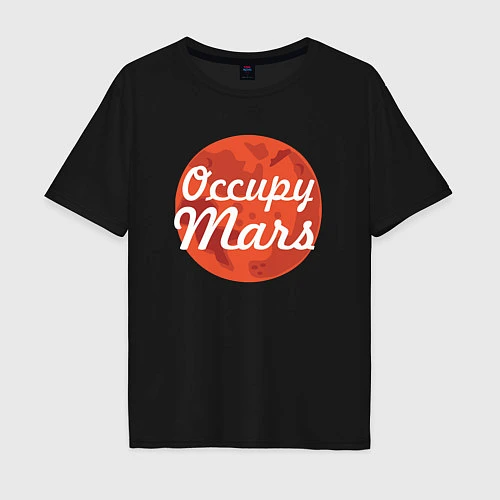 Мужская футболка оверсайз Elon Musk: Occupy Mars / Черный – фото 1