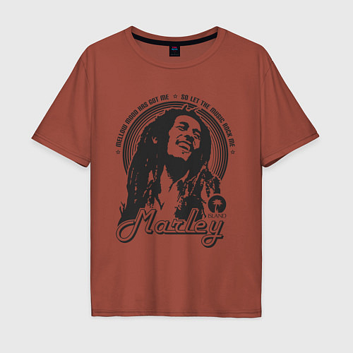 Мужская футболка оверсайз Bob Marley: Island / Кирпичный – фото 1