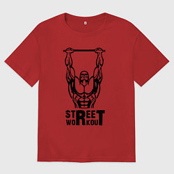 Футболка оверсайз мужская Стрит воркаут чемпион, цвет: красный