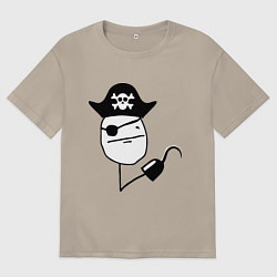 Мужская футболка оверсайз Покер фейс пират