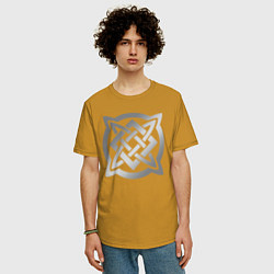 Футболка оверсайз мужская Звезда Сварога: серебро, цвет: горчичный — фото 2