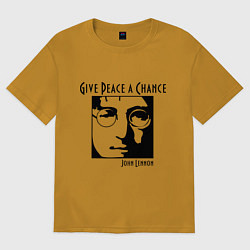 Футболка оверсайз мужская Give Peace a Chance, цвет: горчичный