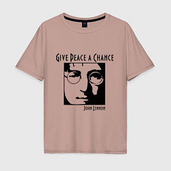 Футболка оверсайз мужская Give Peace a Chance, цвет: пыльно-розовый