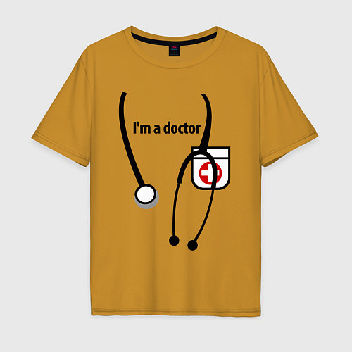 Мужская футболка оверсайз I m doctor / Горчичный – фото 1