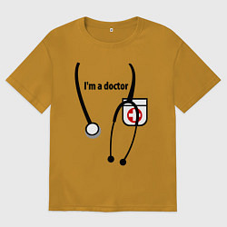 Футболка оверсайз мужская I m doctor, цвет: горчичный