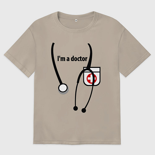 Мужская футболка оверсайз I m doctor / Миндальный – фото 1