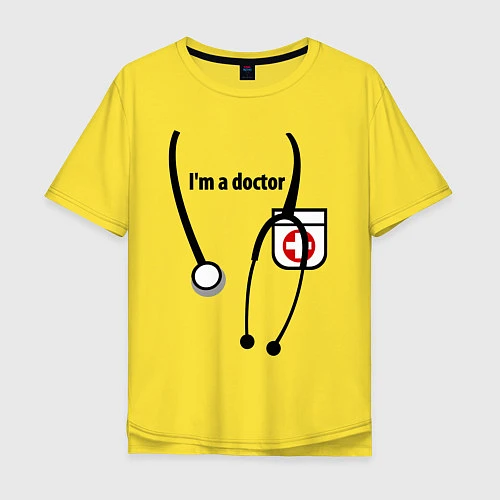 Мужская футболка оверсайз I m doctor / Желтый – фото 1