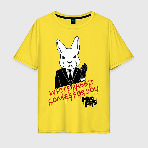 Мужская футболка оверсайз Misfits: White rabbit / Желтый – фото 1